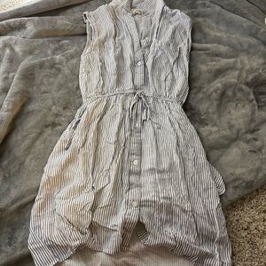 Striped Sleeveless Button-Up Dress